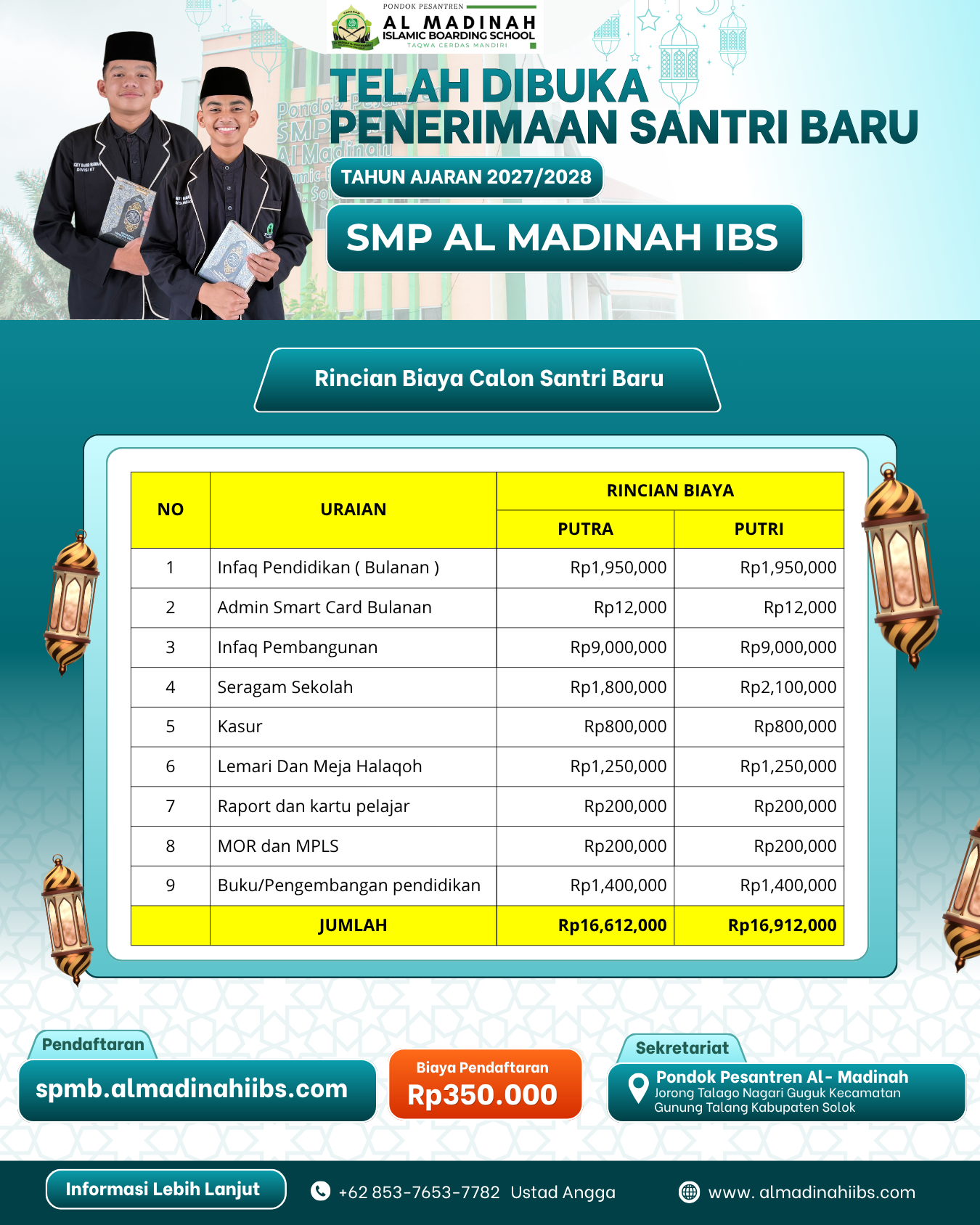 Rincian Biaya SMP Al Madinah