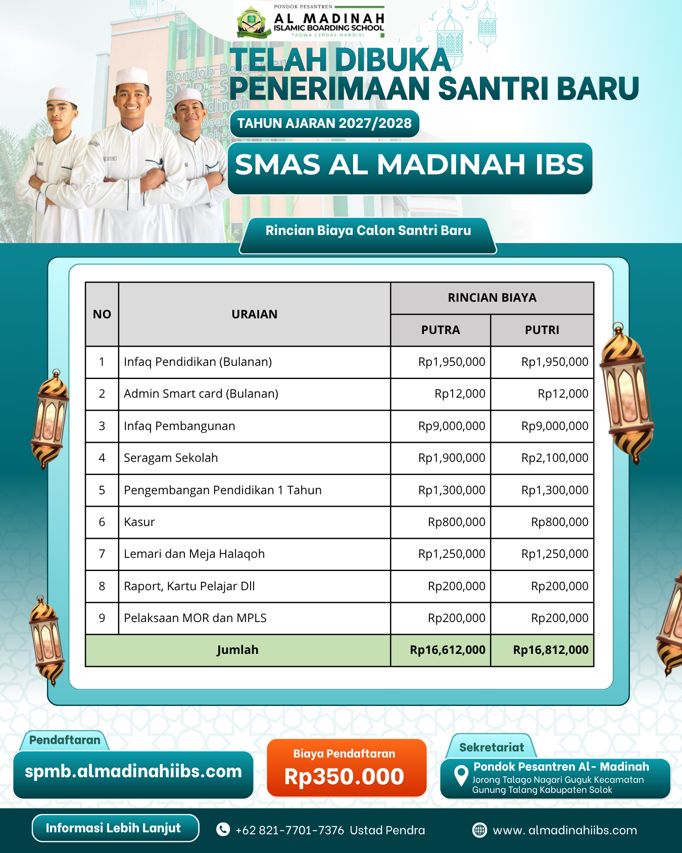 Rincian Biaya SMA Al Madinah